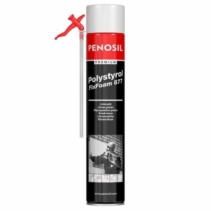 PENOSIL Premium Polystyrol FixFoam 877. Vienkomponenta zema blīvuma putu līme izolācijas plākšņu piestiprināšanai, siltinot ēkas.